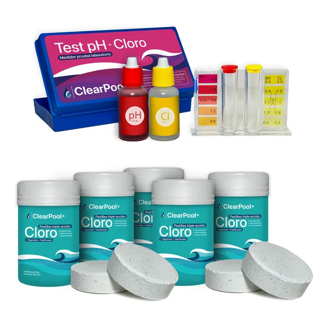 Kit Medidor Ph Y Cloro + 5kg Pastillas Triple Acción