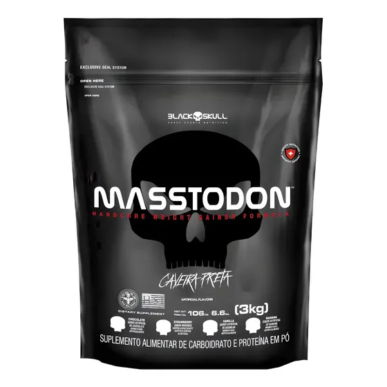 Hipercalórico Masstodon Massa 3kg Black Skull Sabor Chocolate