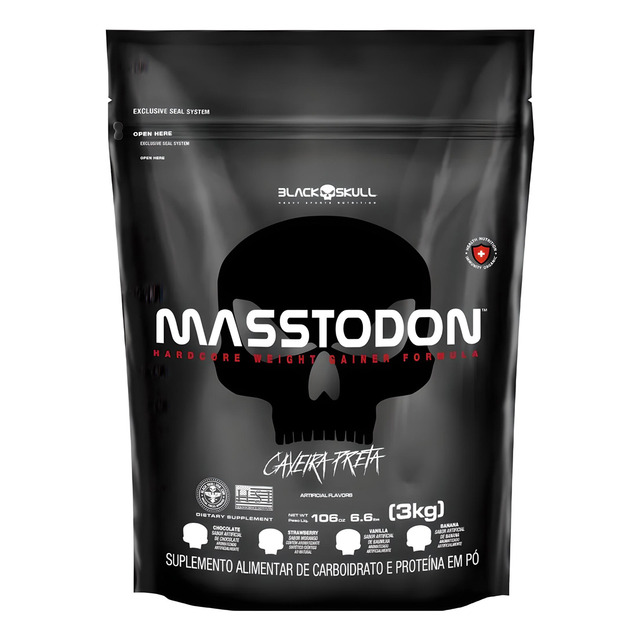 Hipercalórico Masstodon Massa 3kg Black Skull Sabor Chocolate Hipercalórico Masstodon Massa 3kg Black Skull Sabor Chocolate