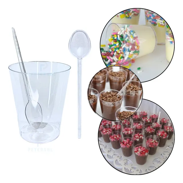 Kit 100 Copinho Potinho 25ml Brigadeiro Docinho + 100 Colher