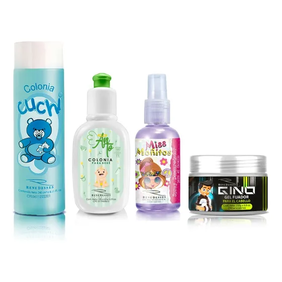Colonia Cuchi+spray Desenredador+gel Gino+colonia Anto Bebe