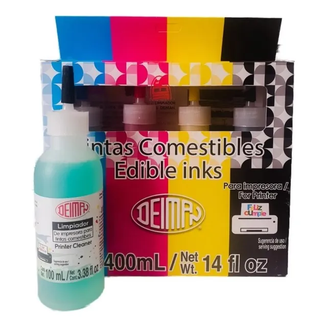 Tintas Comestibles Para Impresora Y Limpiador Pack Tinta 4 Colores Y Limpiador