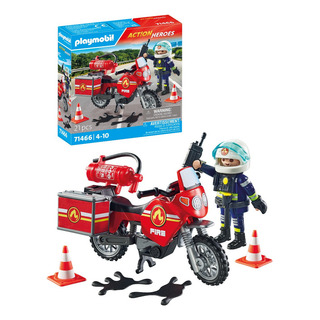 Figura Armable Playmobil Action Heroes Moto De Bomberos 3+ Figura Armable Playmobil Action Heroes Moto De Bomberos 3+