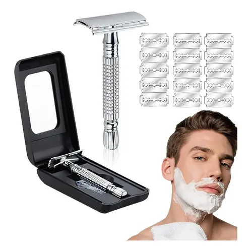 Rastrillo Clasico Barbero Desarmable Acero Inoxidable Comple Plata