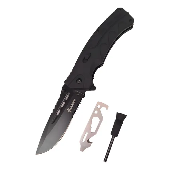 Navaja Tactica Semiautomática Con Herramientas Pedernal