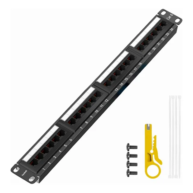 Panel De Conexión Cat6 De 24 Puertos, Compatible Con Montaje