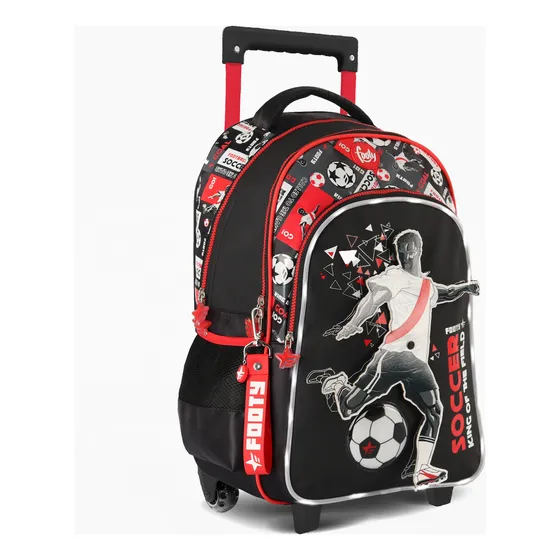 Mochila Jugador Con Carro  Y Ruedas Footy Con Luz Led