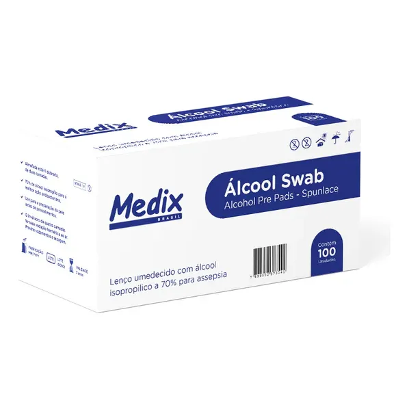 Alcool Swab Sachê Com Alcool 70% Isopropilico - Medix