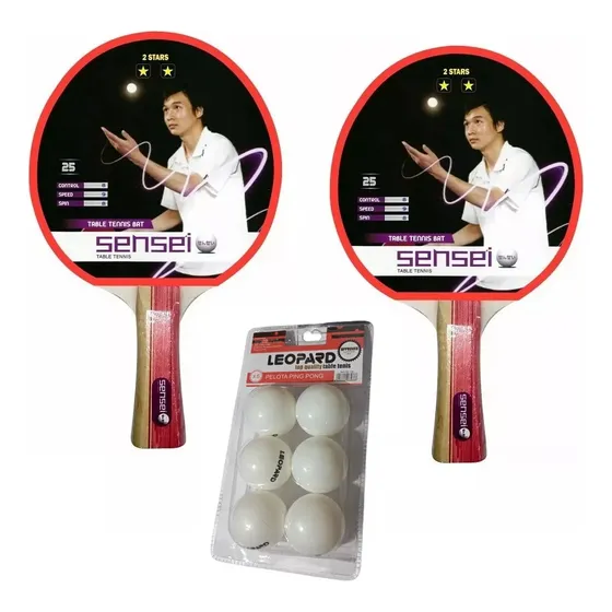 Paleta De Ping Pong Sensei 2 Star + 6 Pelotitas