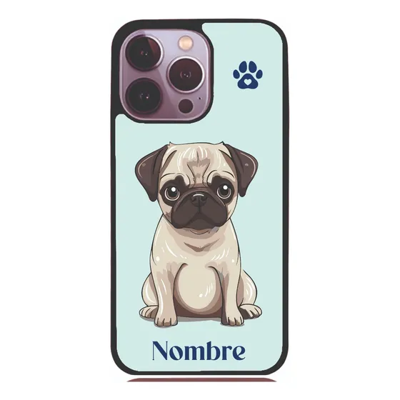 Funda Para Iph Personalizada Nombre Perro Pug V4
