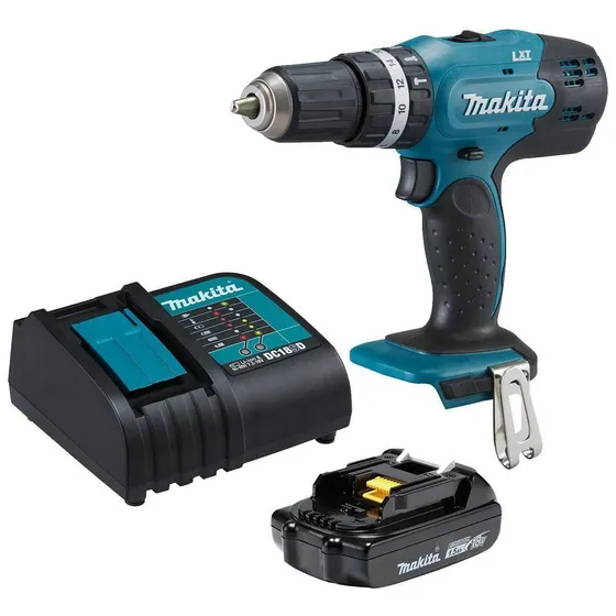 Taladro Percutor 13mm Makita Dhp453 18v + Bat 1,5ah + Carg Color Turquesa