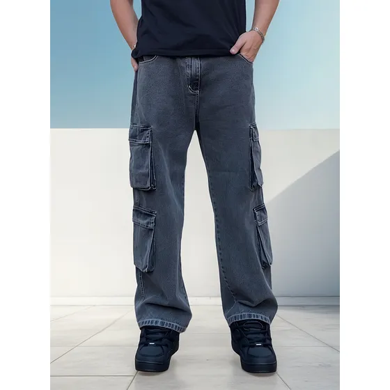 Vaqueros Jeans De Hombre Oversize Ancho Moderno / Pantalon