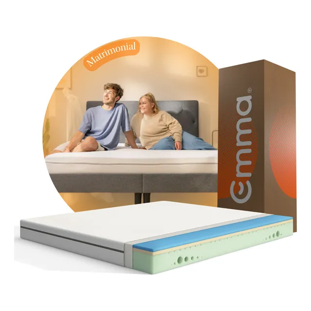 Colchón Matrimonial Emma Comfort Memory Foam Anti Movimiento Color Blanco