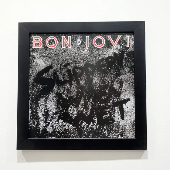 Quadro Bon Jovi Slippery When Wet Capa Do Disco De Vinil Lp
