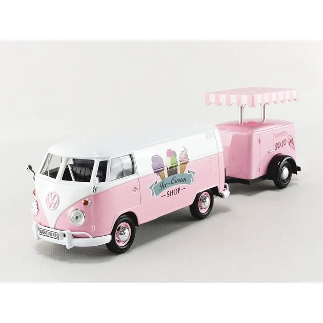Motormax Volkswagen T1 Entrega Van Helado Remolque Rosa Shop