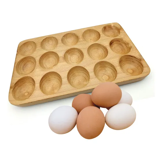5moonsun5 Bandeja Huevo Hecha Mano  Soporte Madera Para 15