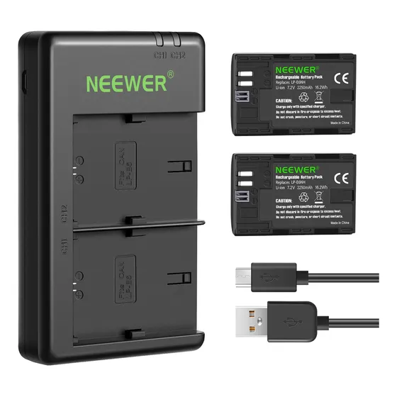 Neewer Lp-e6nh 2x batería y cargador para Canon R5 R6 R7 90d R
