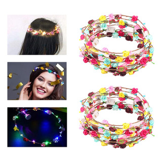 20 Coronas De Flores Luz Led Princesa Tiara Fiesta Diademas 20 Coronas De Flores Luz Led Princesa Tiara Fiesta Diademas
