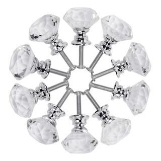 10 Perillas Jaladera De Cristal En Forma De Diamante 30mm 10 Perillas Jaladera De Cristal En Forma De Diamante 30mm