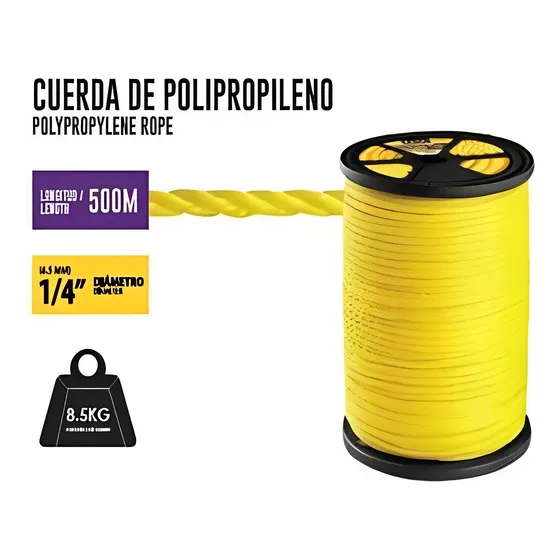 Cuerda De Polipropileno Mecate 6.35mm 1/4  De 500metros Zasc