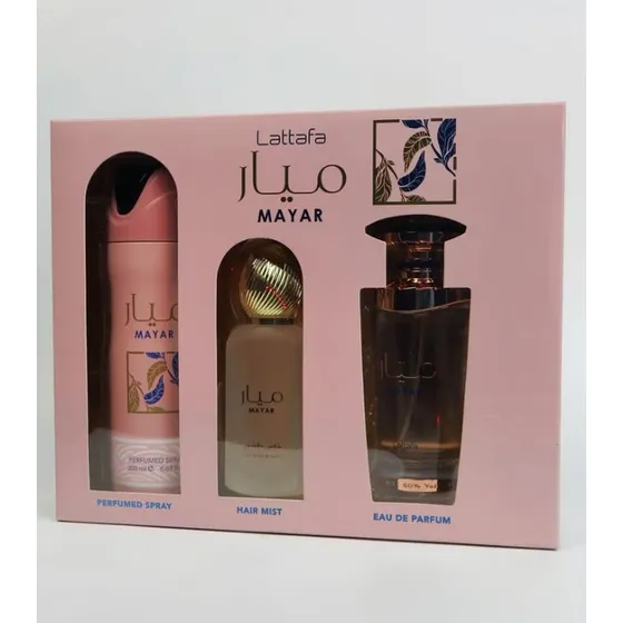 Estuche Mayar Lattafa Perfume + Body Spray + Perfume Cabello