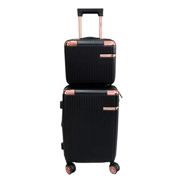 Set Maleta Con Carry On 24 Y 16 Pulgadas Negro Lisa