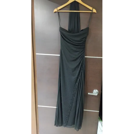 Vestido De Fiesta Largo Straples Xs, Negro, Usado