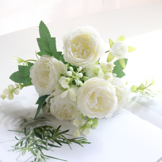 Ramo De Flores Artificiales Persas De 5 Cabezas Para Bodas Y Ramo De Flores Artificiales Persas De 5 Cabezas Para Bodas Y