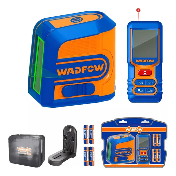 SET MEDICION NIVEL LASER VERDE 30 MTS (WLE2M03) + MEDIDOR DE DISTANCIA 60 MTS (WDL1516) INCLUYE SOPORTE WADFOW - WLDK140