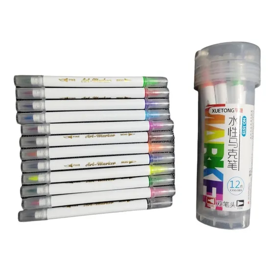 Marcadores Doble Punta Caja 12 Utiles Escolares Colores