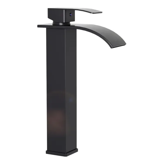 Grifo Bano Monomando Mezclador Alto Negro Acero Inoxidable
