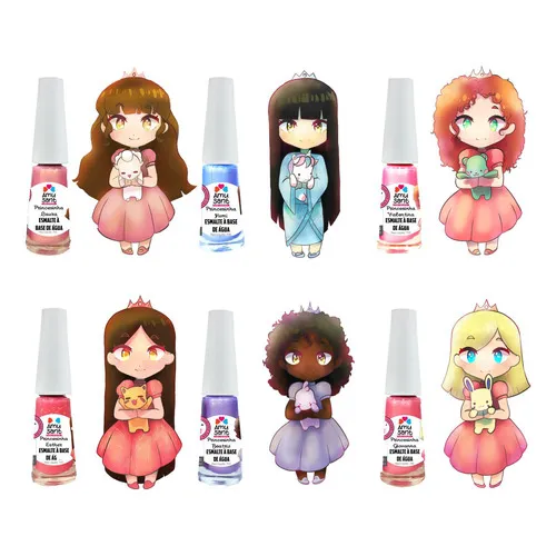 Kit 6 Esmaltes Infantil A Base De Água Amusant Princesinhas