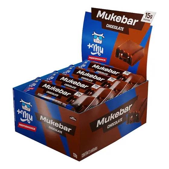 Barrinha Muke +Mu Caixa 12 unidades 720g Sabor Chocolate