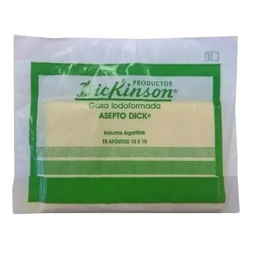 2 Gasa Iodoformada Dickinson 10x10cm Sobre X16 Trozos Al 10%