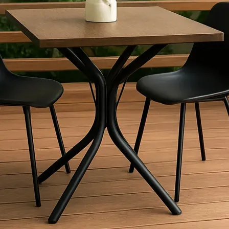 Mesa Bistro Industrial Premium Mdf E Aço Decorlidi Tampo Amadeirado