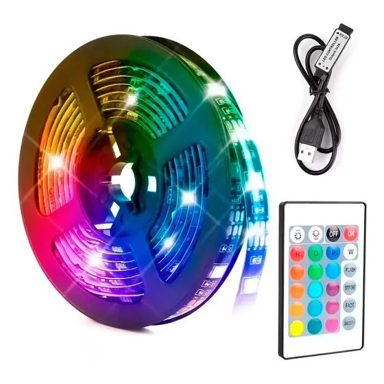 Tira Cinta Luces Led Rgb 5 Metros Usb + Control + Bluetooth® Rgb | Cuotas sin interés