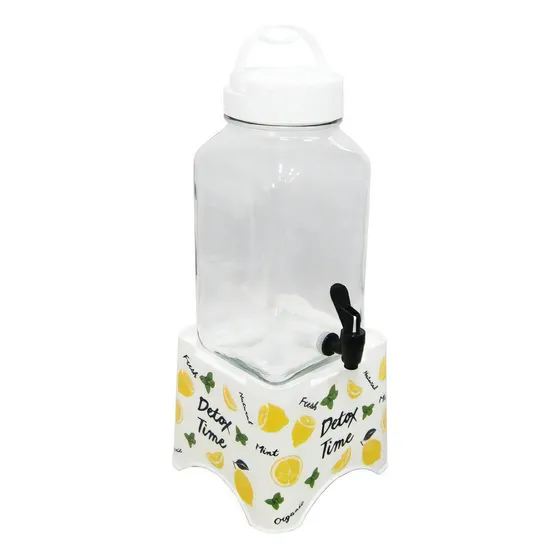 Vaso de cristal con base tapa y mango de plástico 3 L Herevin