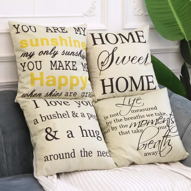 Leioh Juego 4 Funda Almohada Decorativa Para Casa Campo Cita