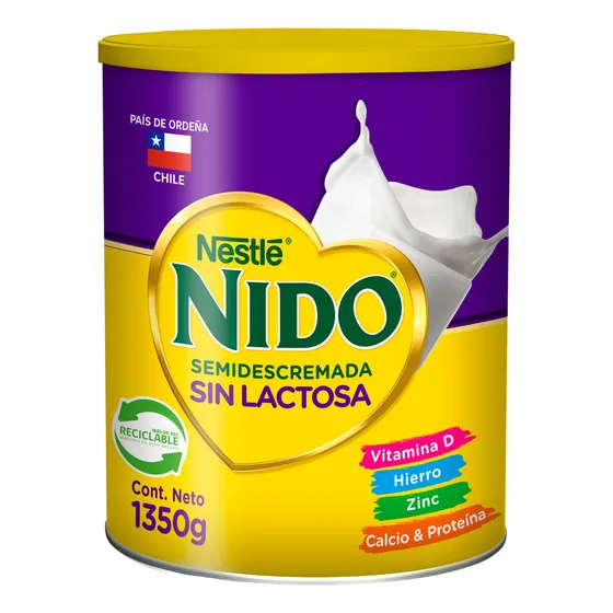 Leche en polvo NIDO® Semidescremadar Sin Lactosa Tarro 1350g