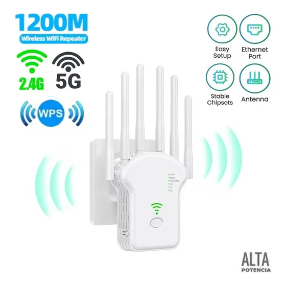 Repetidor Wifi Amplificador De Internet 1.200 Mbps 6 Antenas
