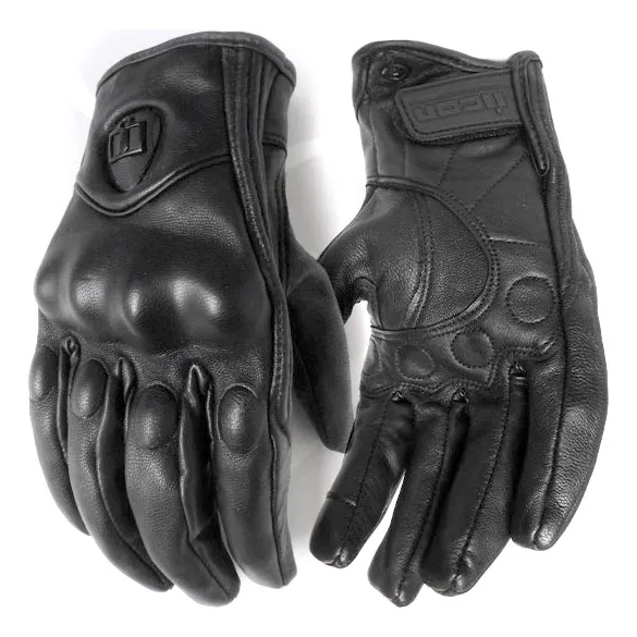 Guantes Icon Persuit Liso O Perforado Cuero Moto Protección