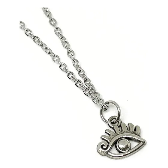 Collar Dije Ojo Turco Amuleto Protección Acero Quirúrgico