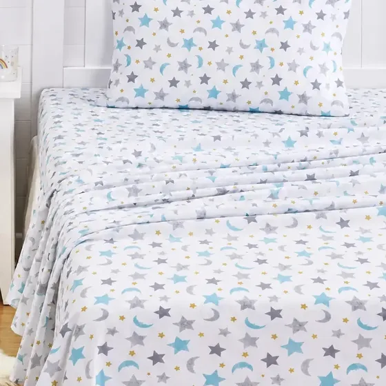 Sabanas Infantil Diseno Stellar 1.5 Plazas 144 Hilos Suaves Niños Niñas Ajuste Perfecto Algodon Poliester