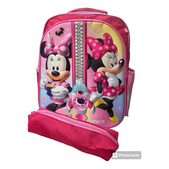Minnie Mouse Bolso Morral + Cartuchera Escolar Grande