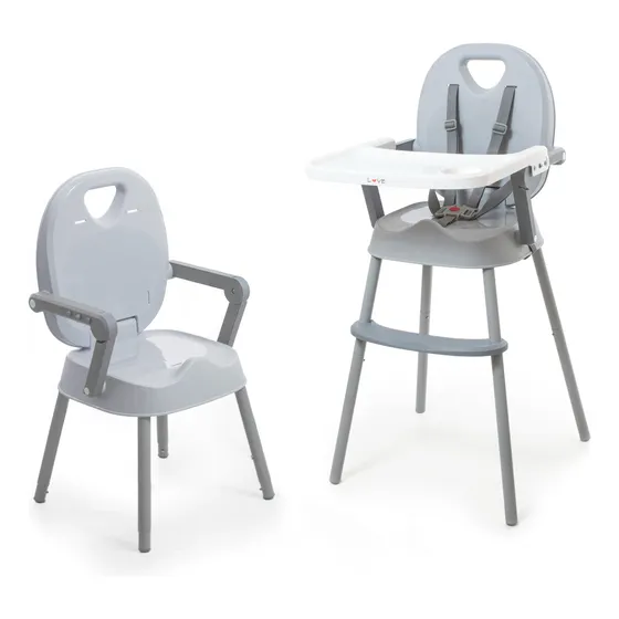 Silla De Comer Love Bebe Altura Regulable 3 En 1 660 Plegable Color Gris Liso