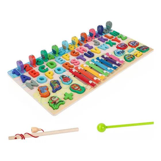 Tablero Didáctico Madera Juego Alfanumérico Infantil Encajar
