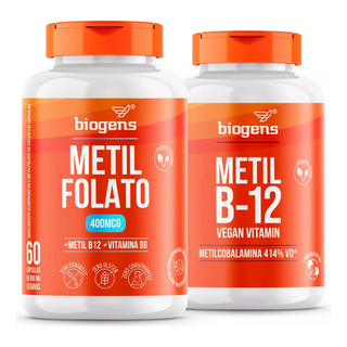 Kit Com Metil Folato 400mcg + Metilcobalamina B12, 60 Caps, Bigens Kit Com Metil Folato 400mcg + Metilcobalamina B12, 60 Caps, Bigens