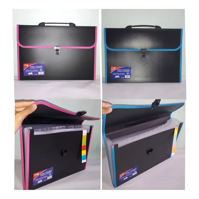 Carpeta Archivador Maletín Con Asa Extra Oficio Unicolor 