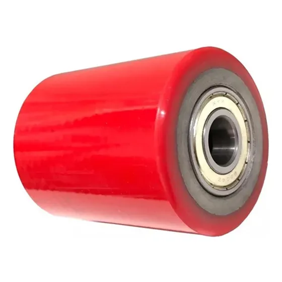 Rodillo Rolo Rueda Zorra Hidraulica 80x70mm Con 2 Ruleman Rojo