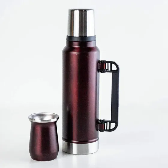 Termo Acero Inoxidable 1.3 Litros Set + Mate Pico Cebador